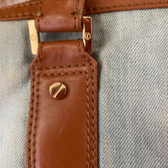Tory Burch Large Denim and Brown Satchel Removable Crossbody Strap - Picture 11 of 16